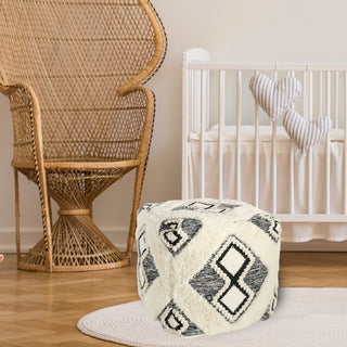 Boho Fringy Ottoman Cube Pouf