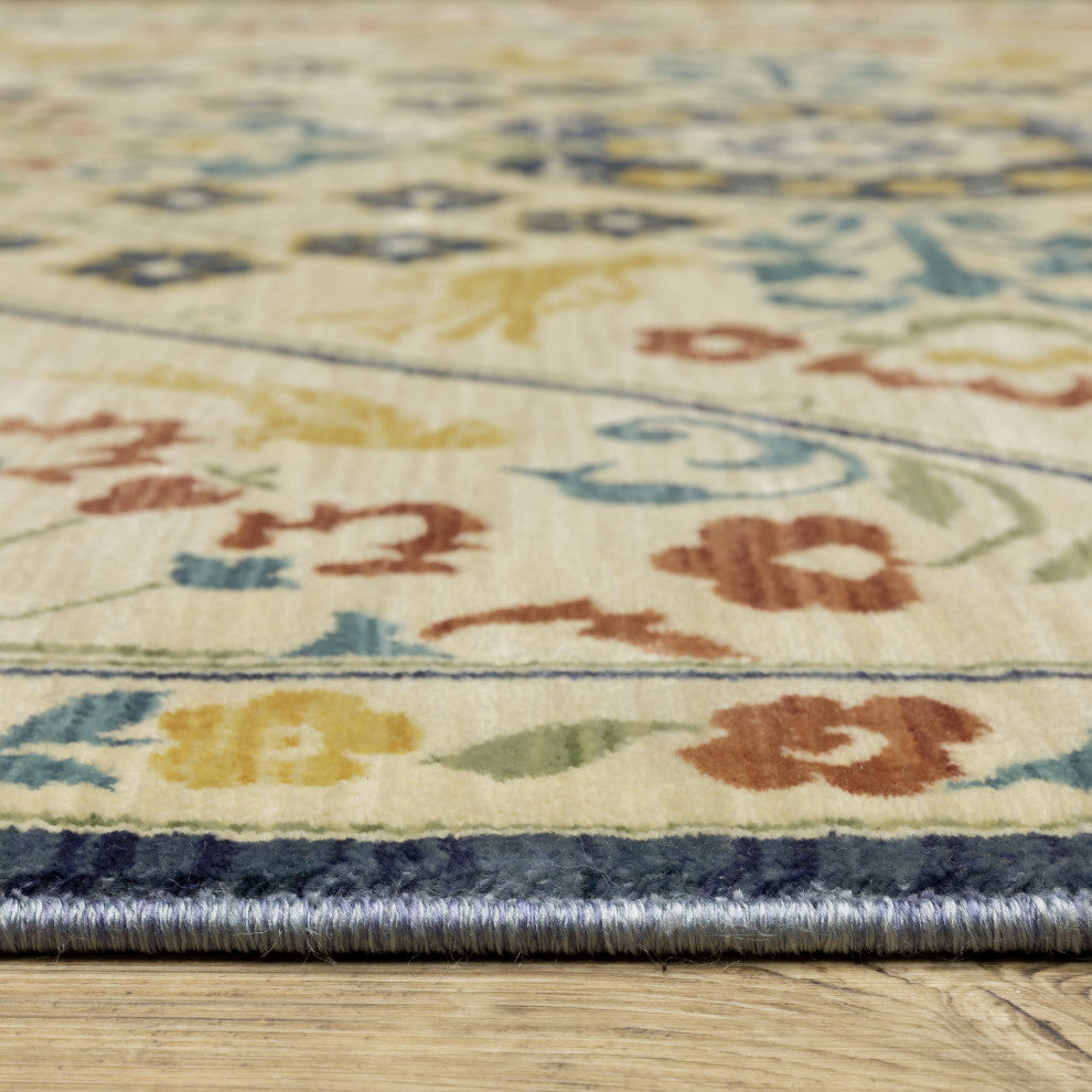 Fabienne Botanical Indoor Ivory/Multi Area Rug, Ivory, 5'3"x7'6"