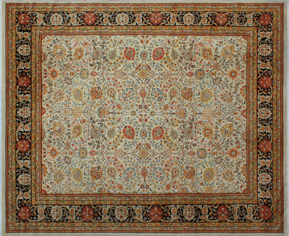 Turkish-Knotted Ankara Irmak Ivory Rug, 8'0x9'6