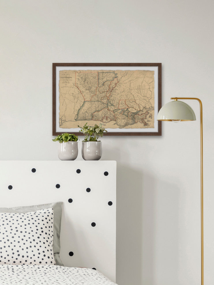 "Louisiana State Overview" Framed Painting Print, 30x20
