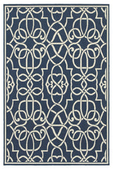 Oriental Weavers Sphinx Meridian 2205B  Outdoor Rug, Navy/Ivory, 3'7"x5'6"