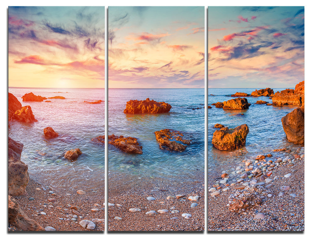 "Mediterranean Sea Sunrise" Photography Canvas Print, 3 Panels, 36"x28"