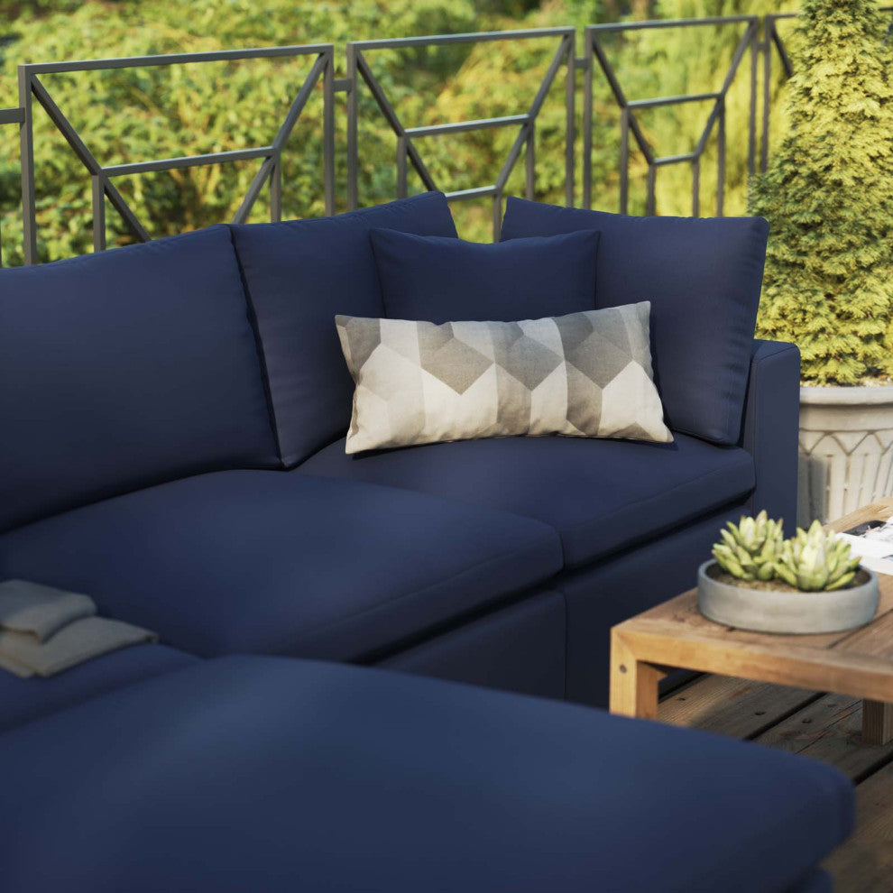 Modular Lounge Sectional Deep Sofa Set, Blue Navy, Modern, Outdoor Hospitality
