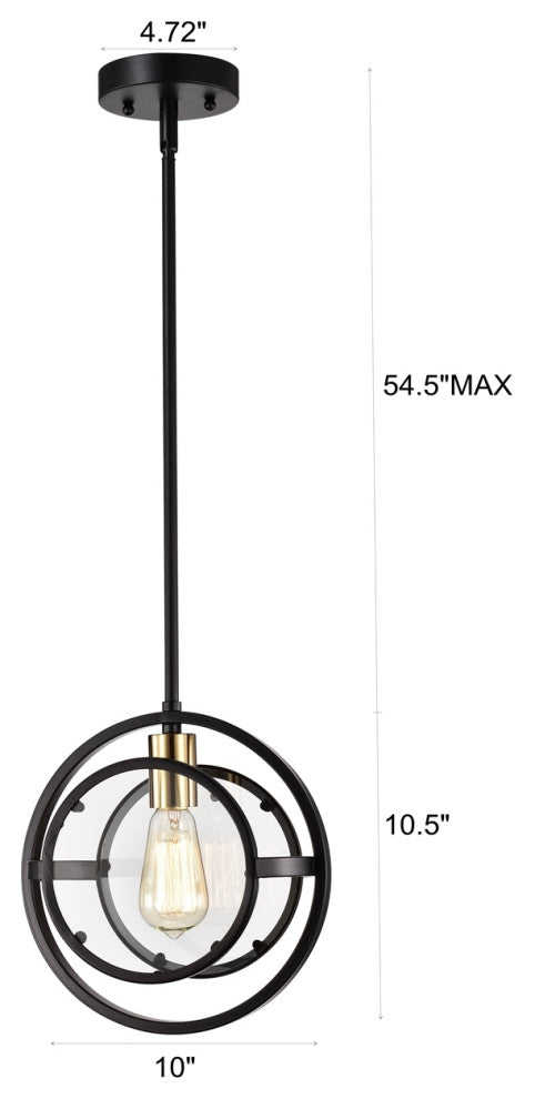 Christine Transitional 1 Light Burnished Brass Mini Pendant Ceiling Fixture 10"W