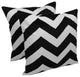 20" Chevron Velvet Throw Pillow, Set of 2, Black Velvet/Ivory Fabric