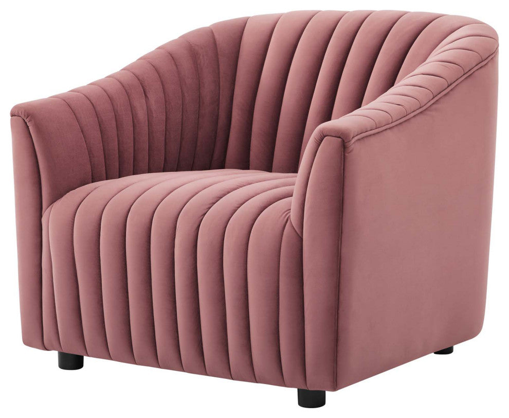 Armchair Accent Tufted Chair, Pink, Velvet, Modern, Mid Century Hotel Lounge