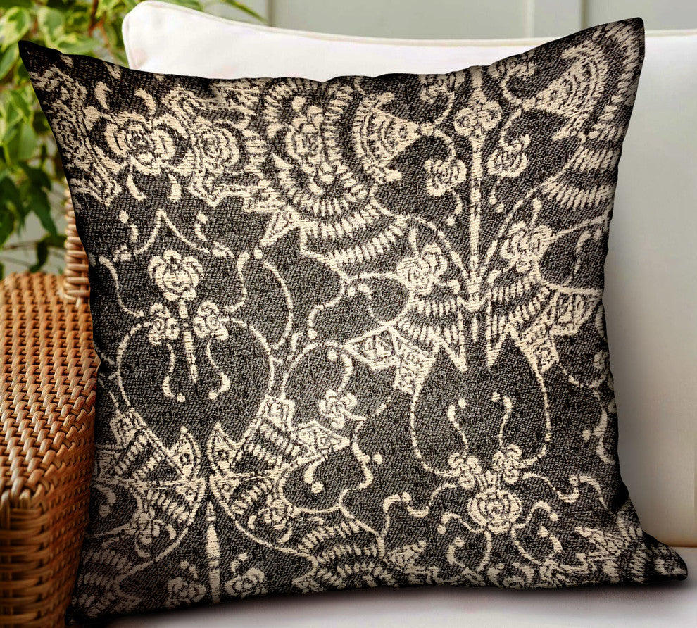 Plutus Adriel Bay Gray Chevron Luxury Outdoor/Indoor Throw Pillow, 24"x24"
