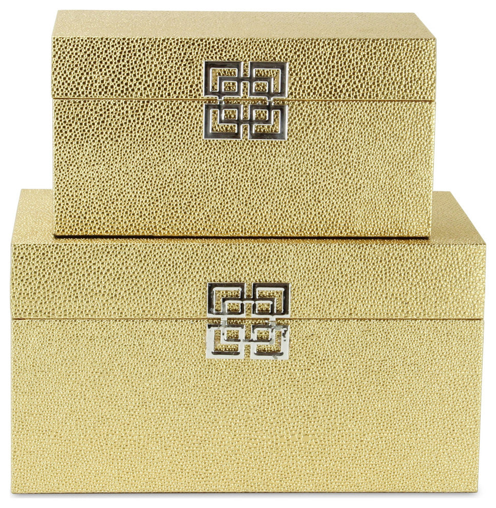 Galena "Double Happiness" Faux Shagreen Box Set, Gold