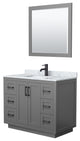 42"SGL Bathroom Vanity Dark Gray, Carrara Countertop, Sink, Black Trim,34"Mirror