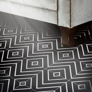 8"x8" Amlil Handmade Cement Tile, Black/White, Set of 12