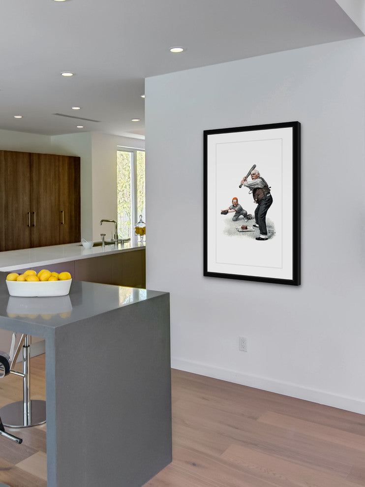 "Gramps at the Plate" Framed Art Print by Norman Rockwell