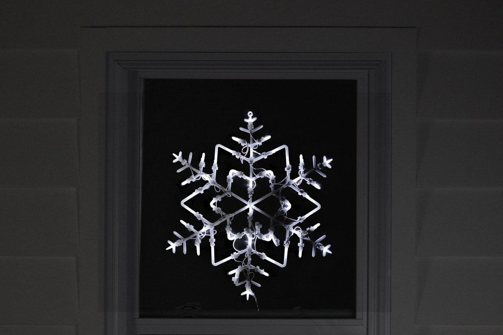 15" Lighted Snowflake Christmas Window Silhouette Decoration