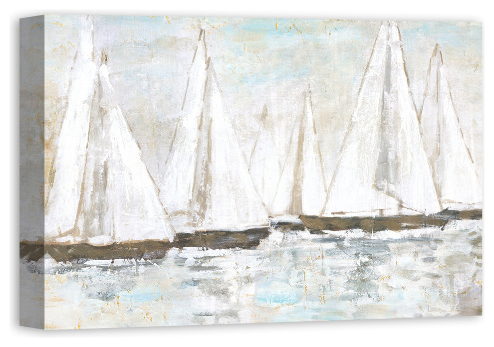White Painted Sailboats 16x24 Canvas Wall Art