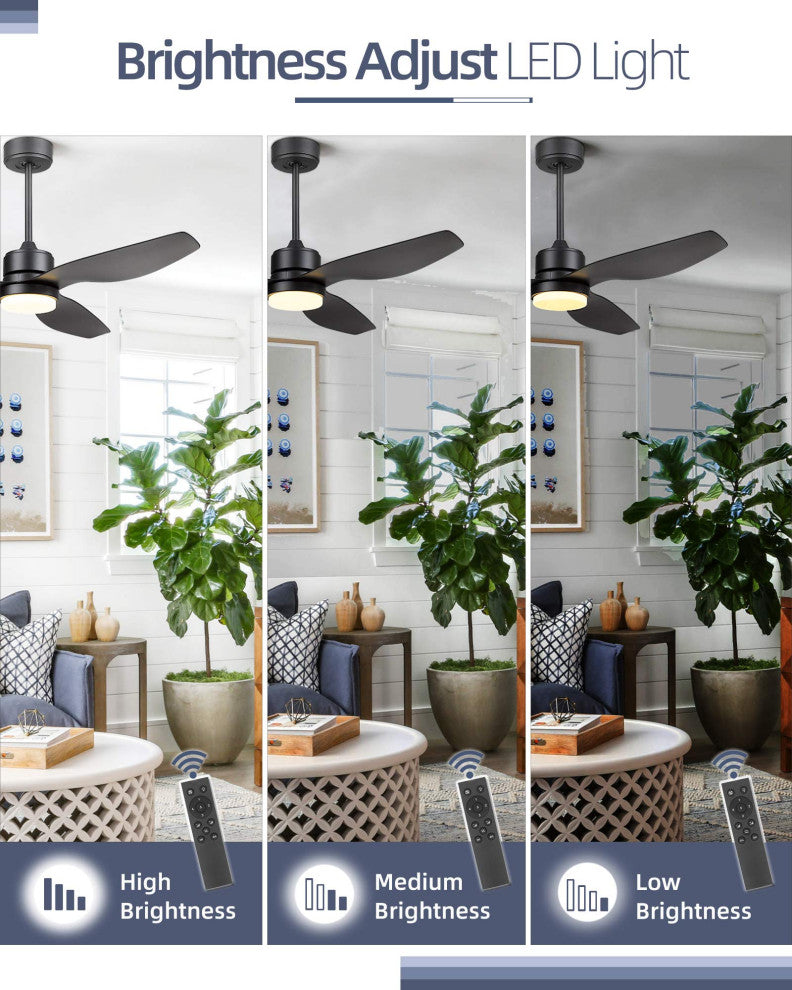 52'' 3 - Blade LED Propeller Ceiling Fan with Remote Control and Light Kit, Matt