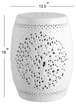 Tree of Life 18" Ceramic Garden Stool, White