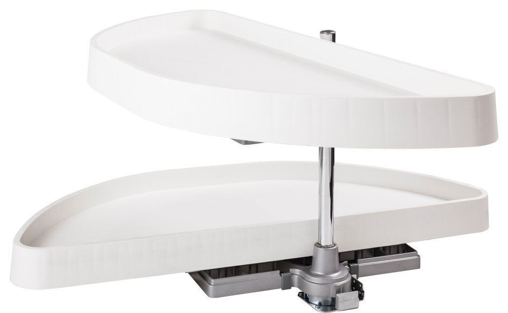 35" Half-Moon Lazy Susan Set with White Plastic Trays