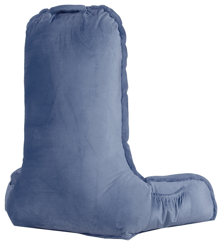 Fox Faux Fur Bedrest, Needs Assembly, Dark Blue, 28"x30"x17"