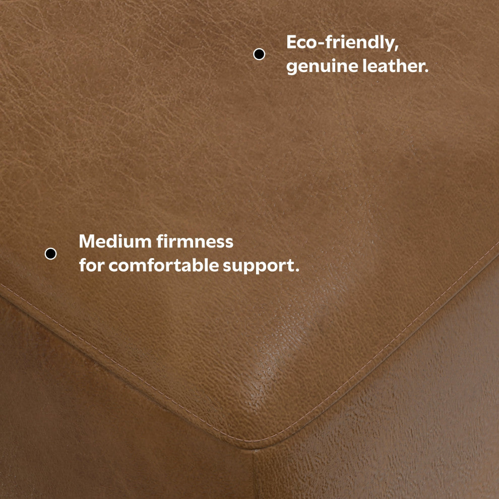 Rex Ottoman in Genuine Leather , Fully Assembled