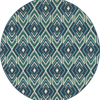 Oriental Weavers Meridian Navy/Green Geometric Indoor/Outdoor Rug 7'10" RND