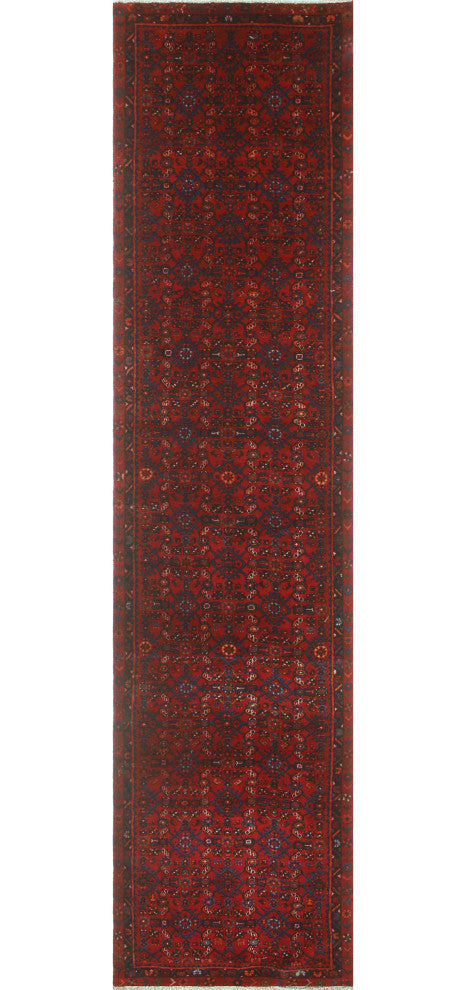 Fine Vintage Distressed Lafayette Red/Charcoal Runner, 3'4x13'10