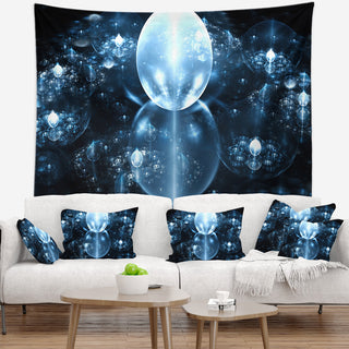 Blue Water Drops on Mirror Abstract Wall Tapestry, 80"x68"