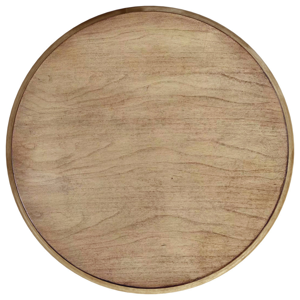 Jules 1-Drawer Round Accent Table, Antique Beige