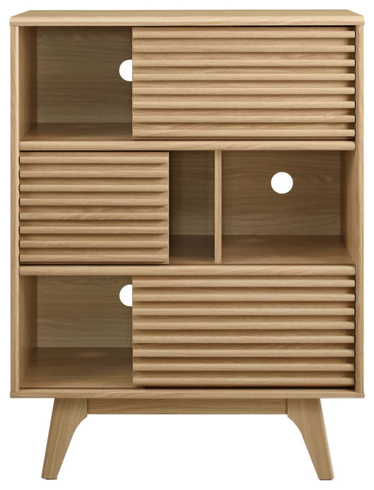 Render Three-Tier Display Storage Cabinet Stand Oak