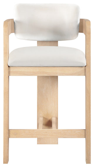 Sacha Upholstered Bar and Counter Stool, Cream, Velvet, Natural