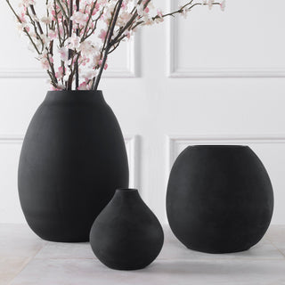 Uttermost Hearth Matte Black Vases, Set of 3