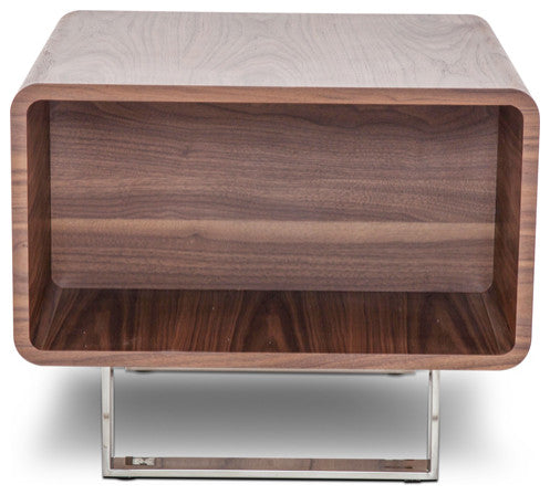 HomeRoots 19" Walnut Veneer and Steel End Table