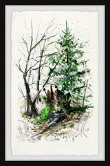 "Christmas Tree Found" Framed Painting Print, 12x18