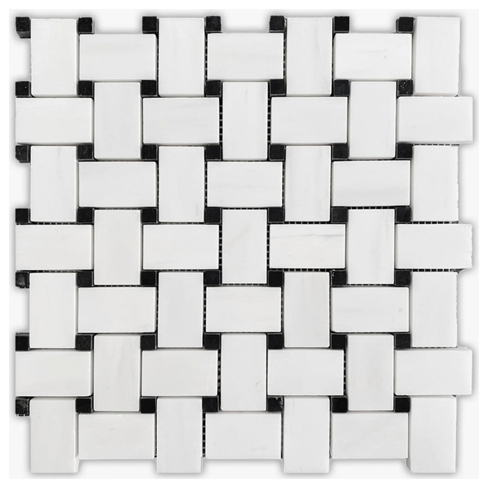 Bianco Dolomiti Polished 1x2 Basket Weave Marble Mosaic
