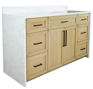 Palisade 60" Bathroom Vanity, Blonde, Engineered Marble, Single