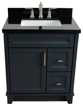 31" Single Sink Vanity, Dark Gray Finish With Black Galaxy Granite