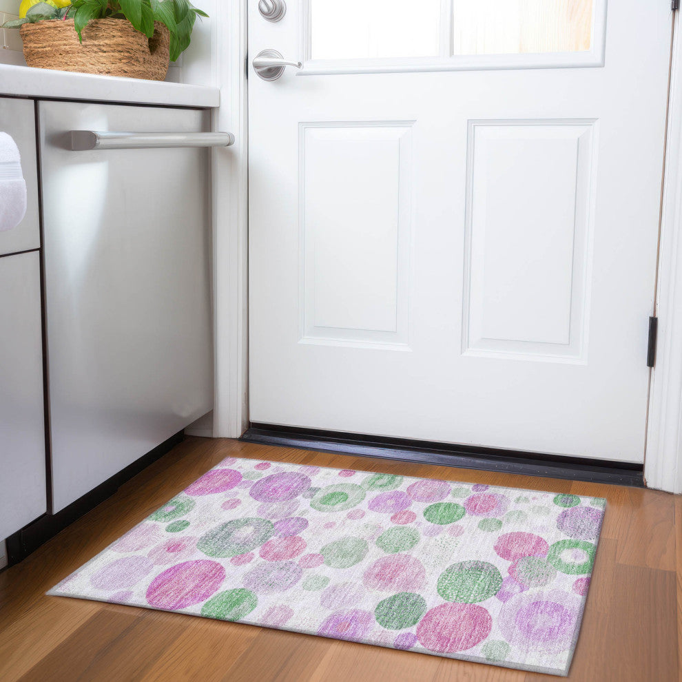 Machine Washable Indoor/Outdoor Chantille ACN1896 Pink 1'8" x 2'6" Rug