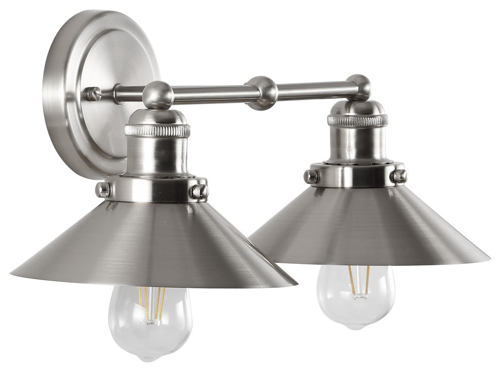 June Metal Shade Sconce, Nickel, 2-Light