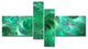 Green Fractal Glass Texture, Abstract Canvas Art Print, 60"x32", 4 panels