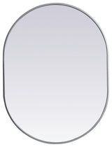 Metal Frame Oval Mirror 27X36 Inch, Silver