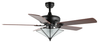 Moravia 52" 5-Light Farmhouse Rustic Shade LED Ceiling Fan With Remote, Black