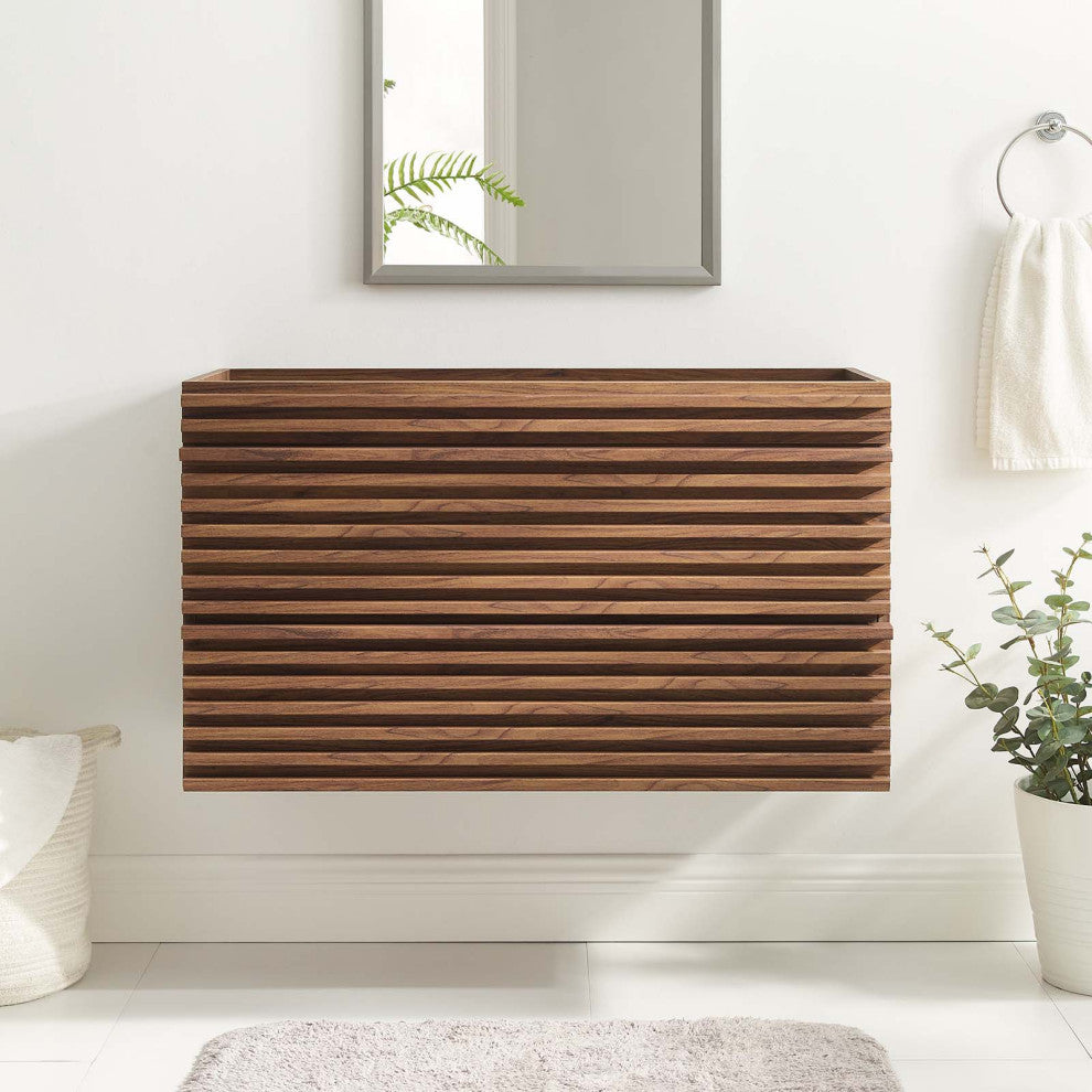 Render 36" Wall-Mount Bathroom Vanity Cabinet, Walnut