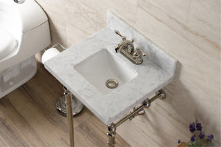 KVPB1917M34SQ6 19" Carrara Marble Console Sink with Brass Legs