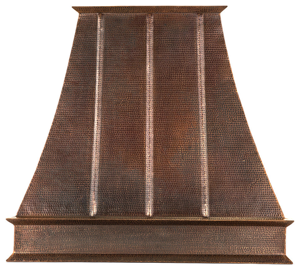 38" Hammered Copper Wall Mounted Euro Range Hood With Screen Filters