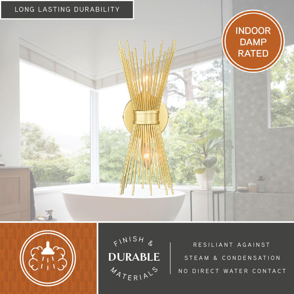 Nikko Two Light Wall Sconce, Gold