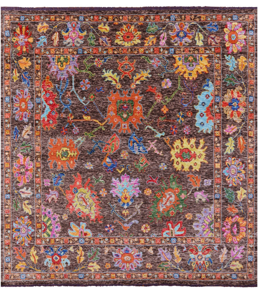 10' Square Turkish Oushak Handmade Wool Rug - Q16115
