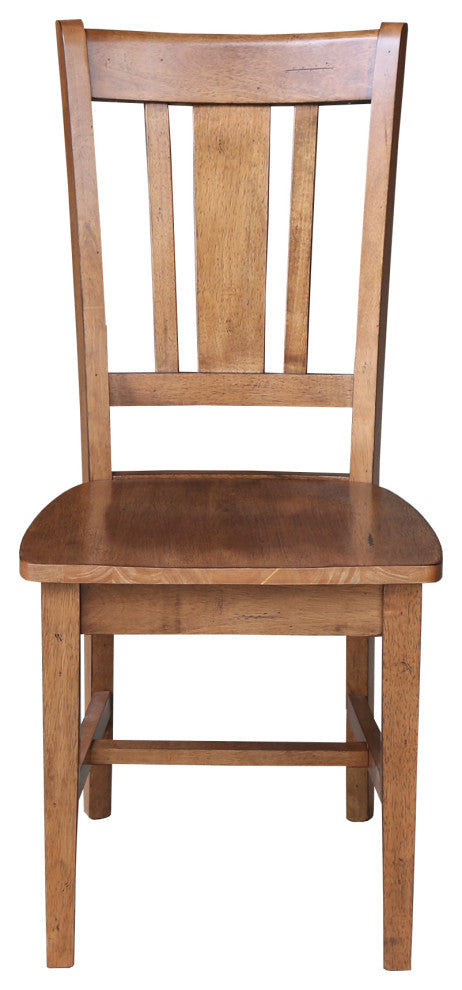 Set of Two San Remo Slat Back Chairs, Distressed Oak