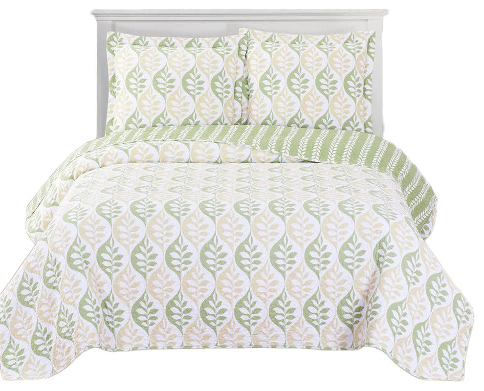 Gia Oversized Reversible Quilted Coverlet, Twin