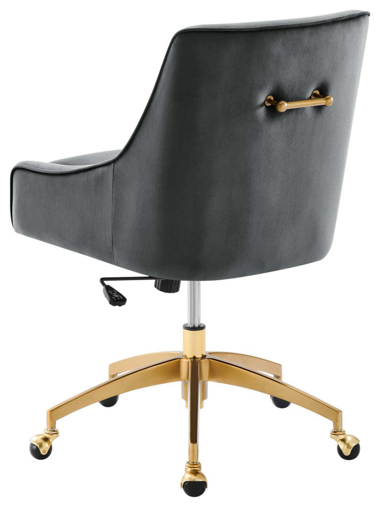 Computer Work Desk Chair, Gray, Velvet, Modern, Home Business Office
