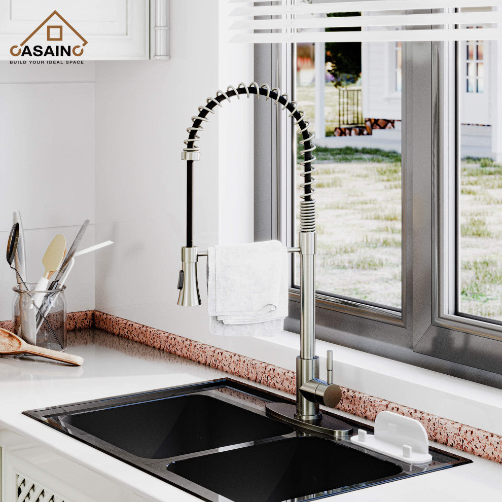 Kitchen Faucet Spring Pull Down Sprayer Dual-Function Spray Head Brushed Nickel