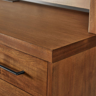 Modern Wood Desk, Office Writing Table, Fully Assembled, Rich Medium Brown