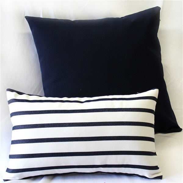 Pillow Decor, Sunbrella Lido Indigo Stripes Outdoor Pillow, 12"x20"
